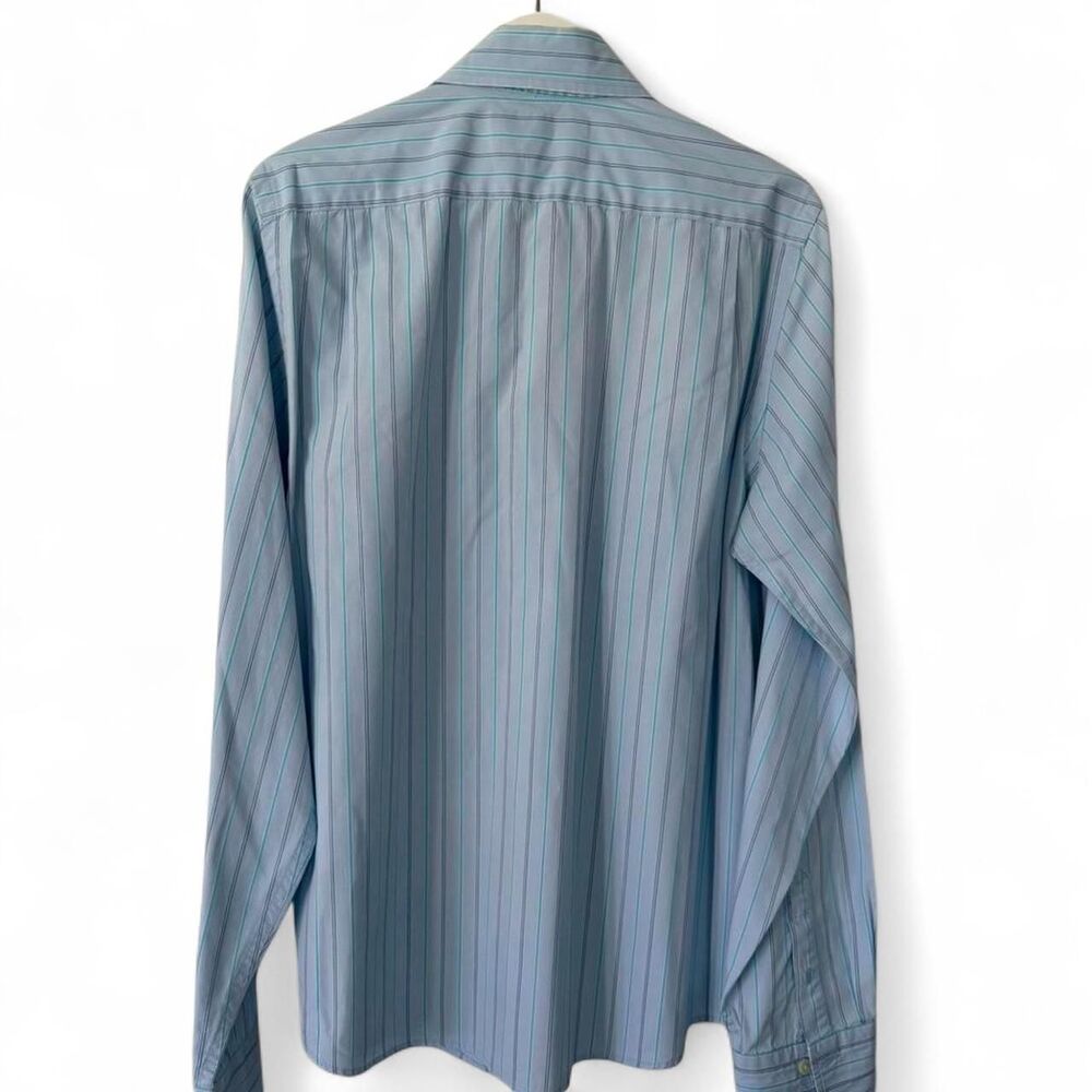 Abercrombie & Fitch Mens Blue White Striped Long Sleeve Button Up Shirt L - Picture 3 of 3